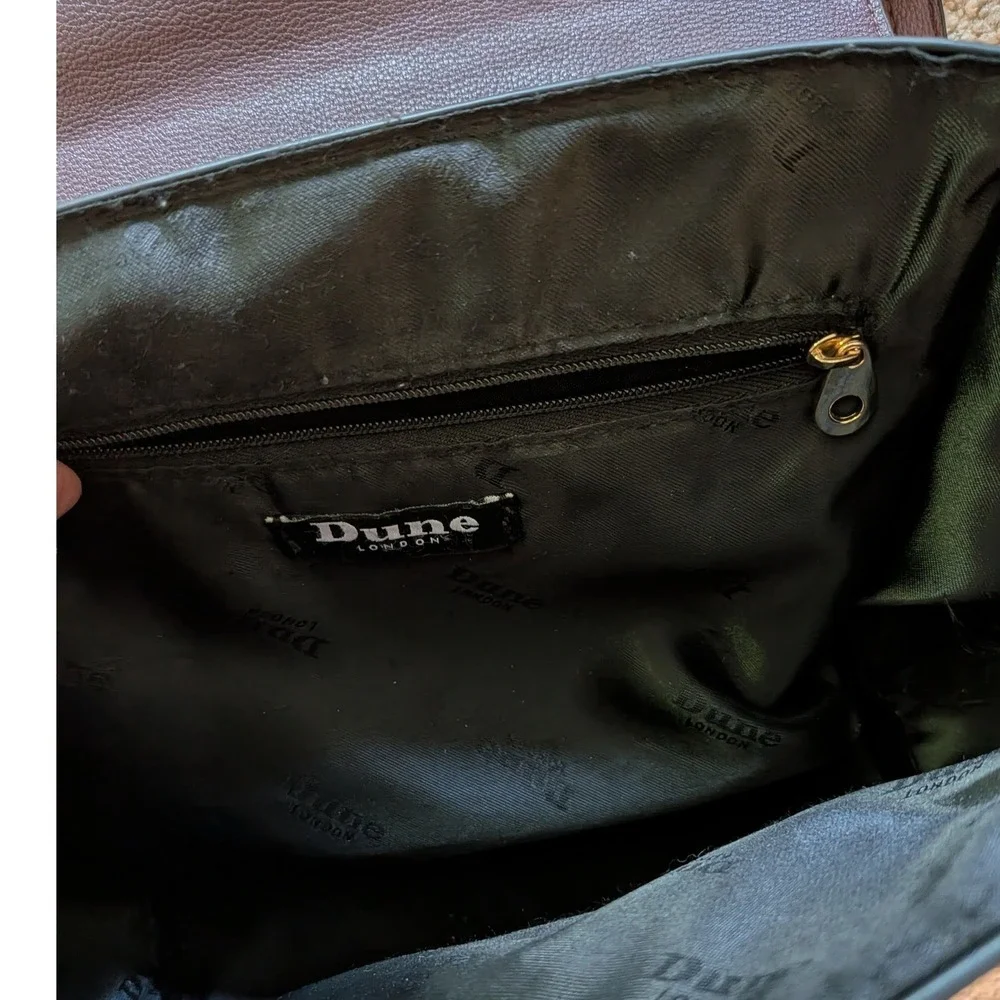 Dune London Plum‎ Purple Monogram Flap Satchel Crossbody Handbag Gold Hardware